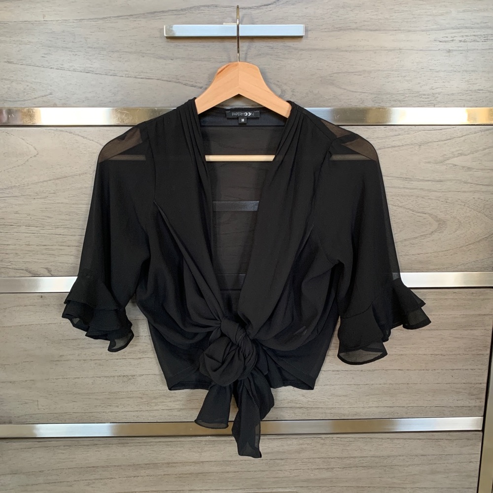 Sheer Tie Front Blouse